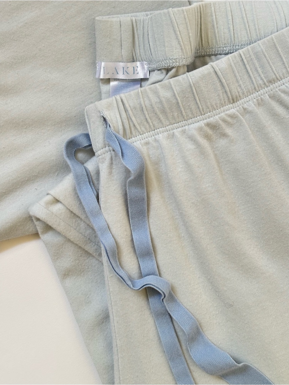 LAKE pima cotton pajama set. Short Sleeve Crewneck Top and Drawstring Pants.